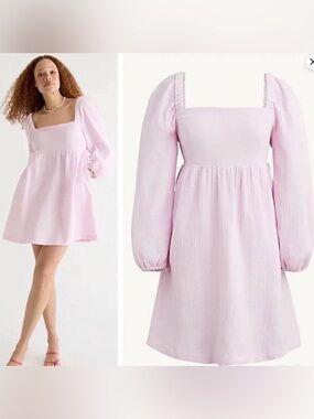 J.Crew Square Neck Soft Gauze Dress Frosty‎ Lavender Cotton
